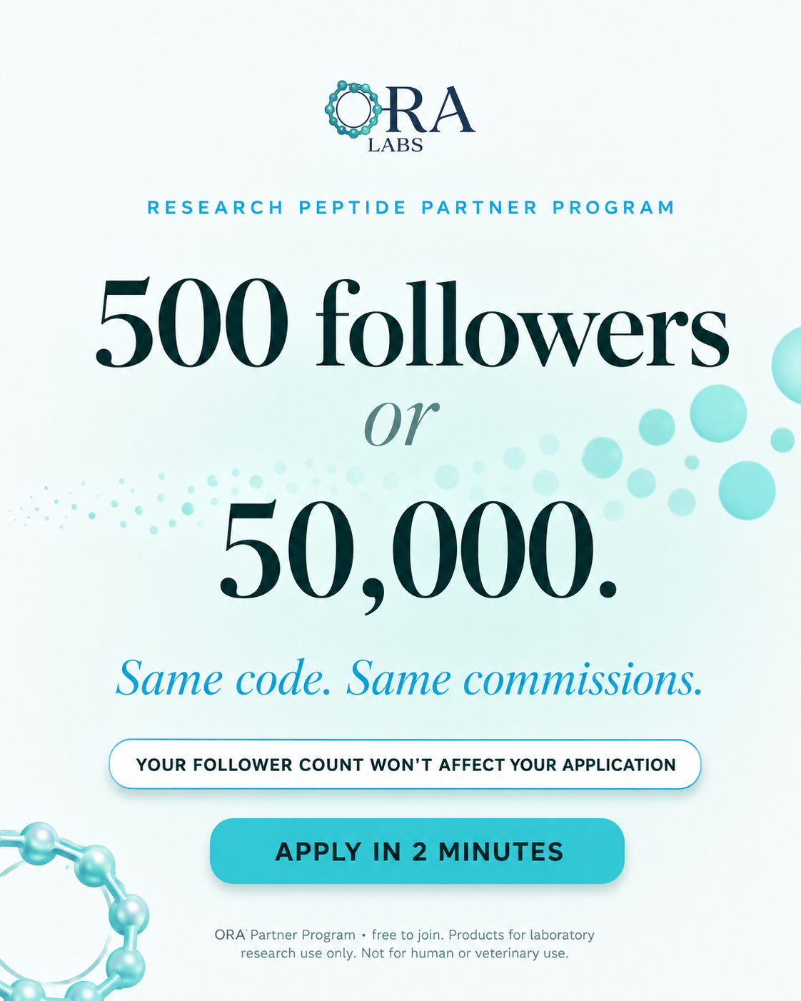Recruitment ad — 500 followers or 50000